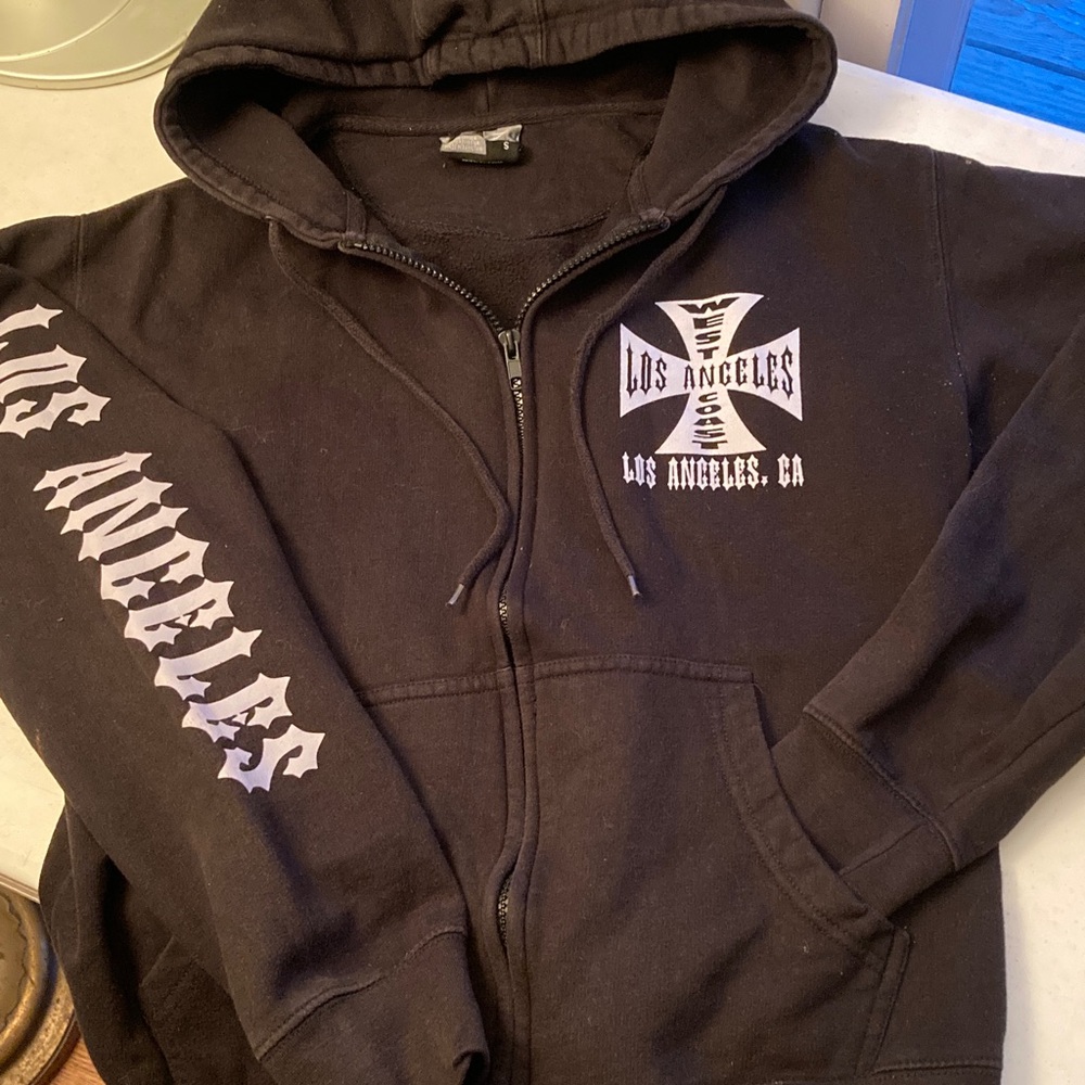 Los Angeles West Coast Graphic Black Zip-Up Unisex Hoodie